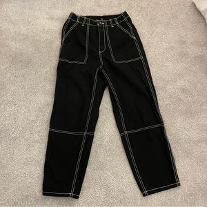 H&M black pants with white stitch